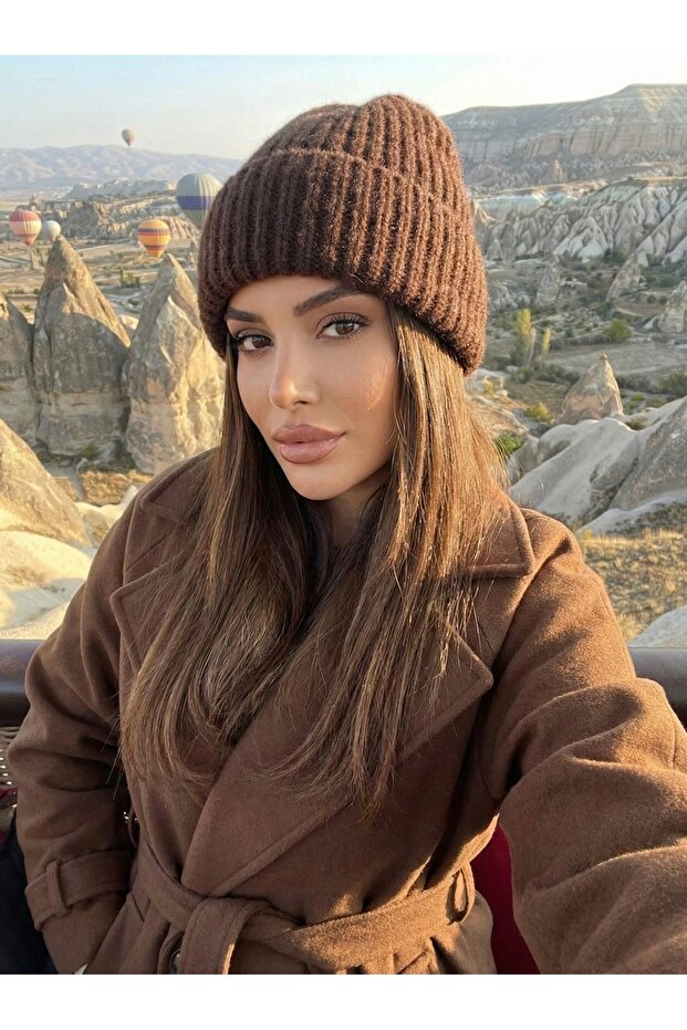 Unisex New Season Premium Soft Corded Fabric Beret Brown