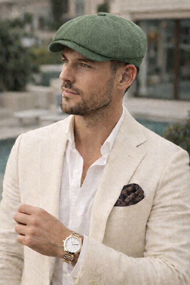 Men's 100% Cotton Summer 8 Piece Linen Peaky Blinders Still Cap