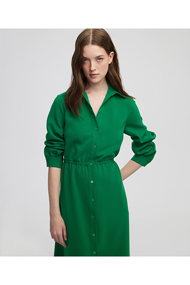 Elastik bel gömlek elbise - 2