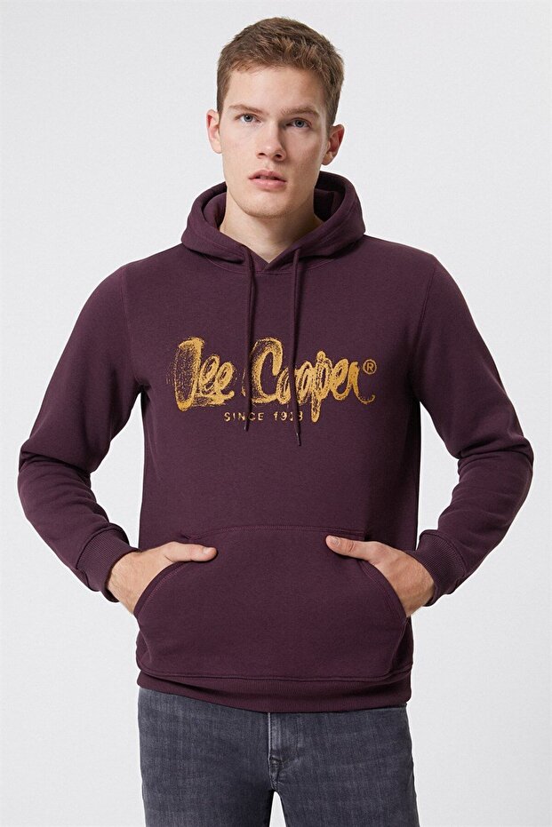 Gregory Erkek Kapüşonlu Sweatshirt Mürdüm - 2