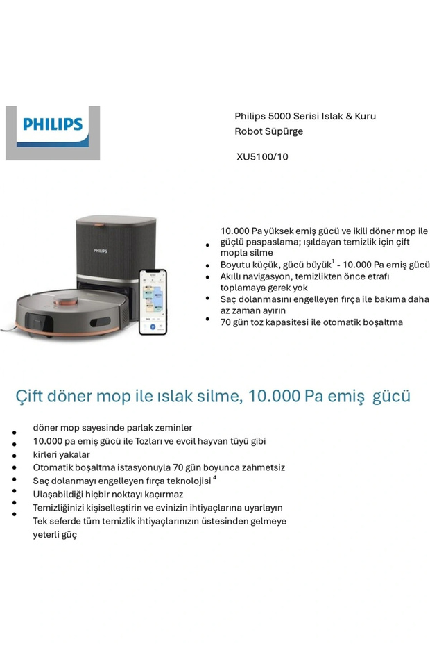 5000 Serisi Islak Kuru Robot Süpürge, Yüksek Emiş Gücü, Otomatik Boşaltma, HomeRun, Gri, XU5100/10 - 8