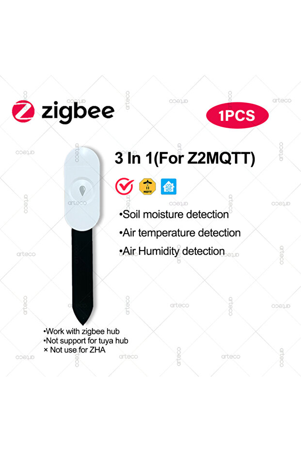 مستشعر رطوبة التربة الذكي بتقنية Zigbee 3 في 1 (لـ Z2MQTT) لقياس درجة الحرارة والرطوبة والإضاءة