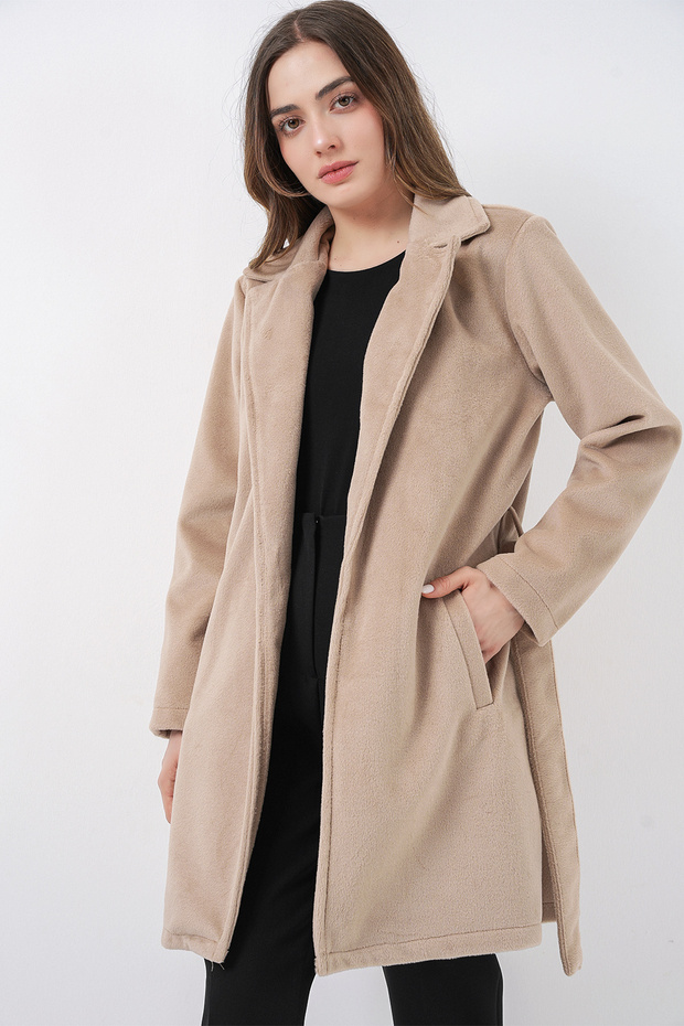 Women's Belted Coat 9171 - Beige