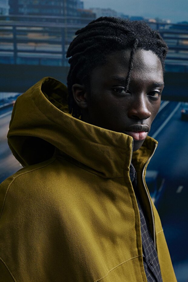 Yıkanmış detaylı kapüşonlu ceket - 1