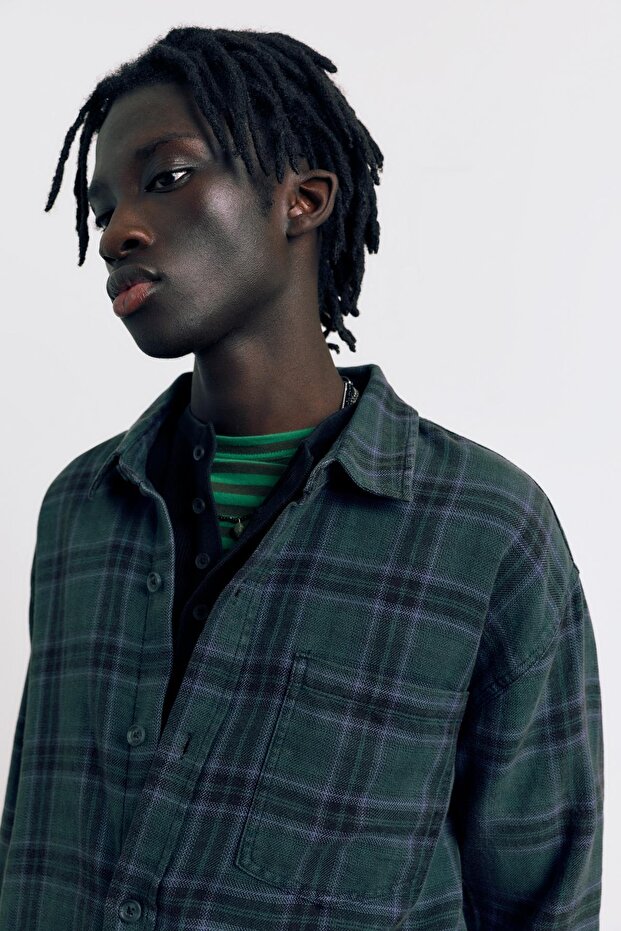 Uzun kollu kareli gömlek - 6