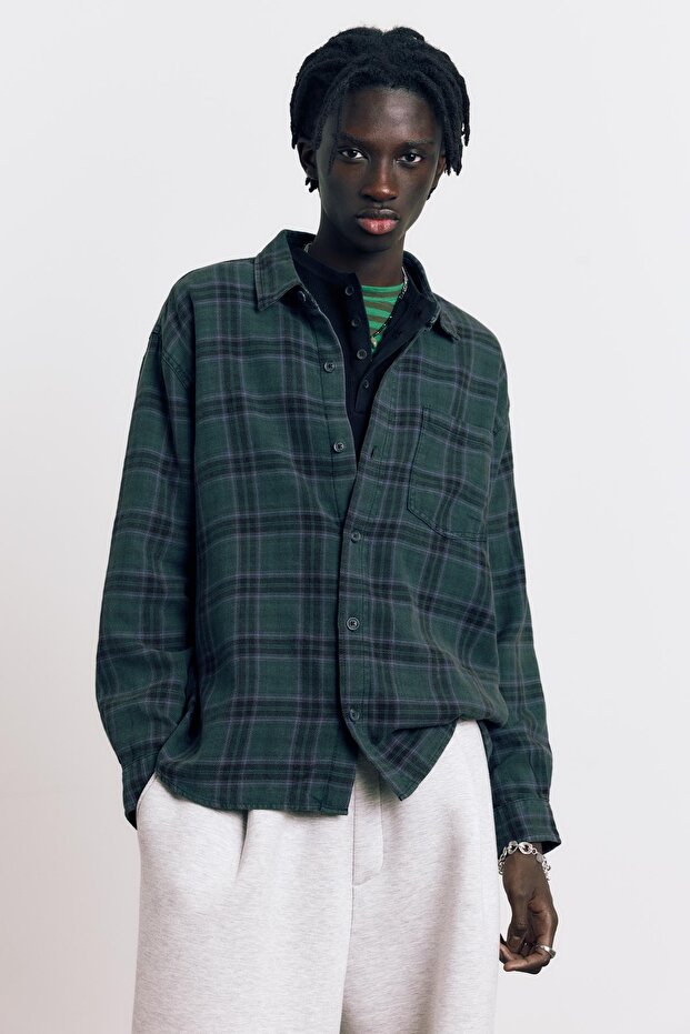 Uzun kollu kareli gömlek - 2