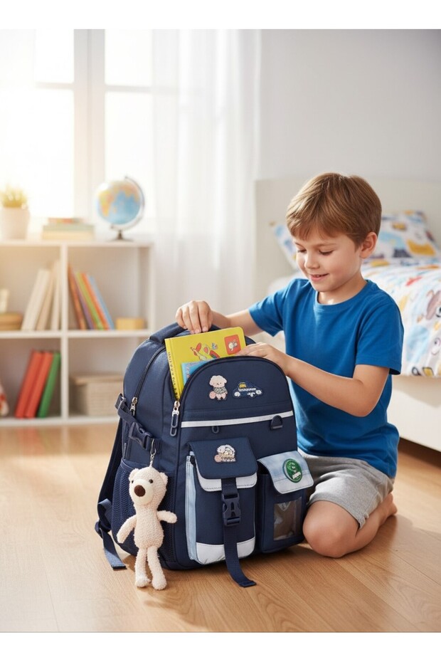 Relaxion 2174-1450 Imported Korean Style Unisex Children's Primary School Backpack