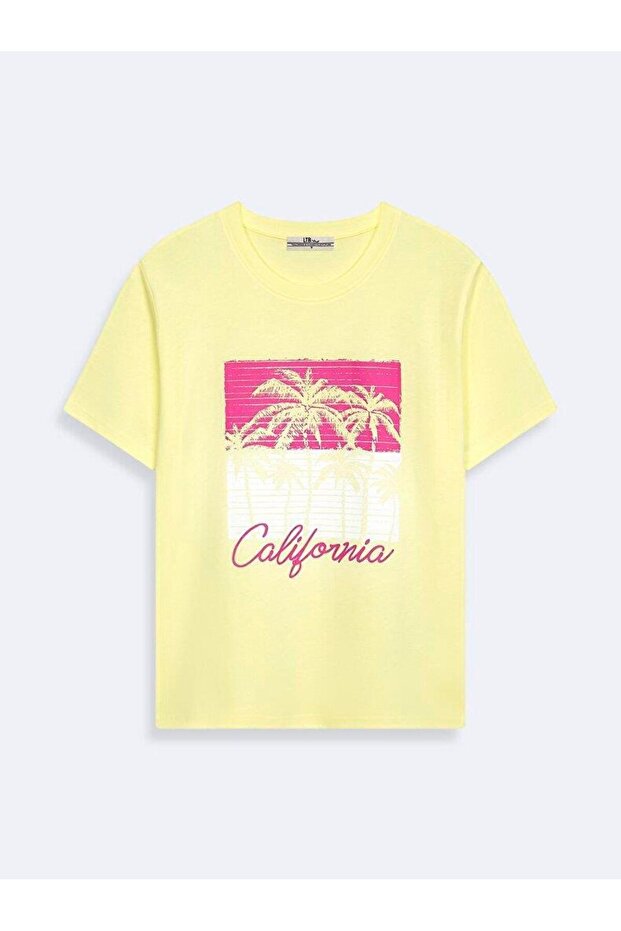 تي شيرت YONAKA California Written Palm مطبوع 1224800196089