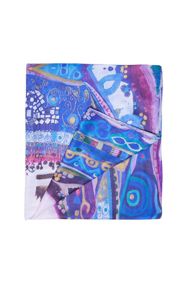 "Blue Water" Patterned Scarf - 5