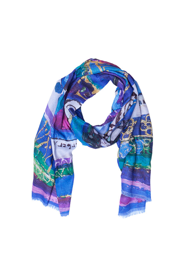 "Blue Water" Patterned Scarf - 1