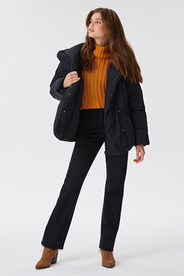 Meley Kadın Mont Siyah - 3