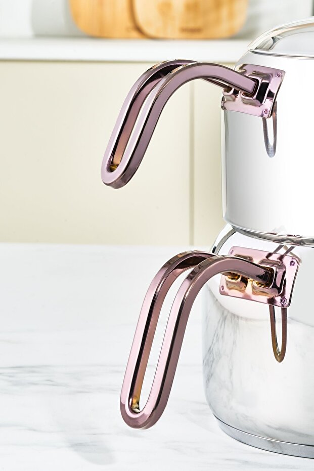 طقم إبريق شاي متوسط الطول من مانيس باللون الوردي - 3