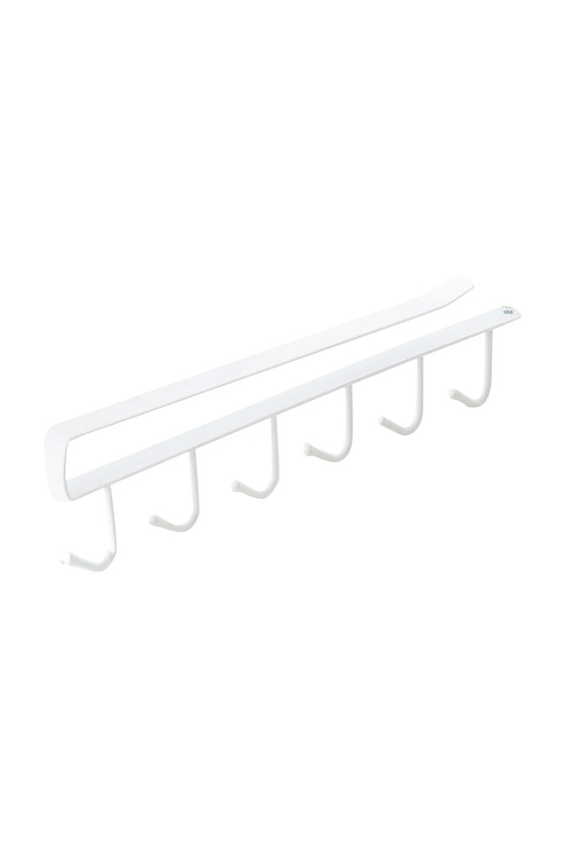 White Multifunction 6 Hook Coffee Cup Mug Holder Black White Hooks Shelf Multifunction Kitchen Cabin