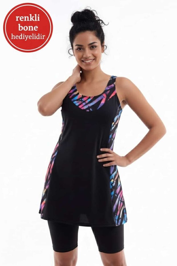 Women's Tights and Dress Stretch Fabric Swimsuit with Attached Chest Pad, Beachwear