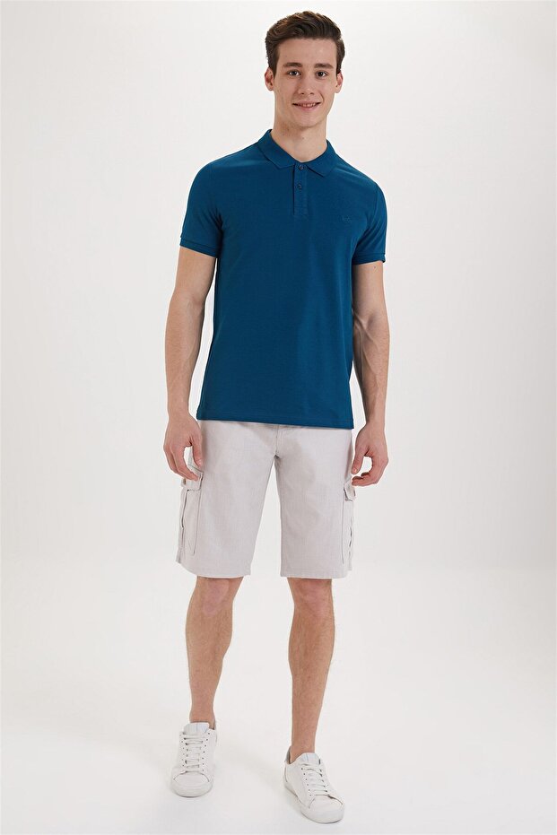 Twins Men's 100% Cotton Polo Collar T-Shirt Petrol