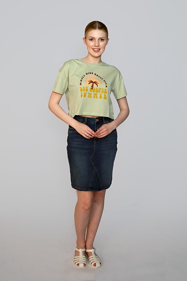 Addy Women's 100% Cotton O-Neck T-Shirt Light Khaki