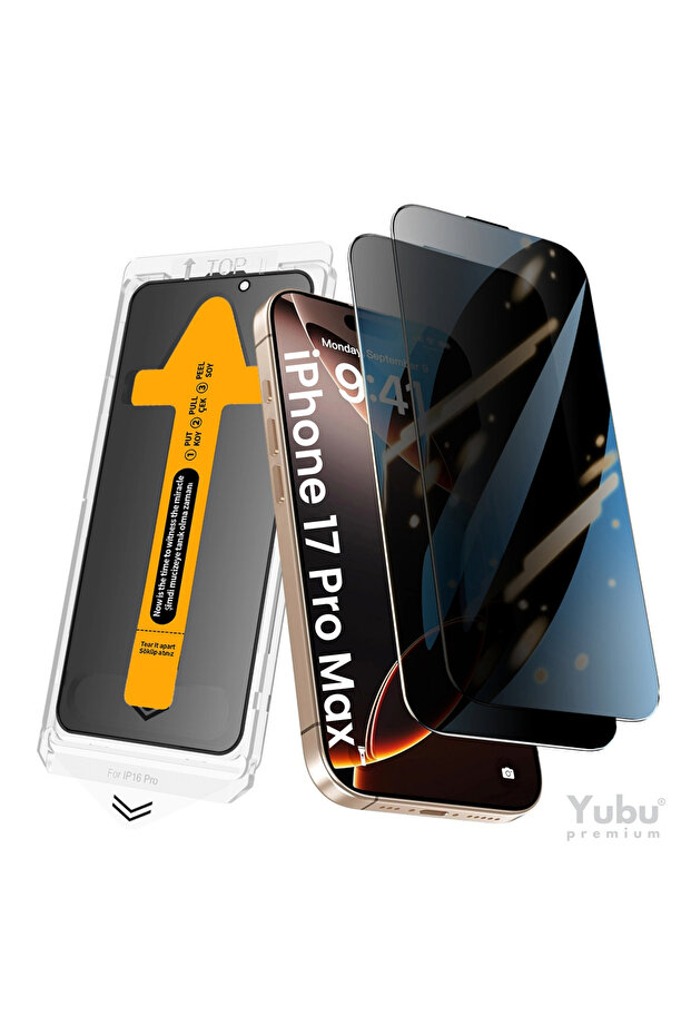 واقي شاشة زجاجي غشائي كامل التغطية متوافق مع آيفون 17 برو ماكس مع أداة تركيب سهلة - 1