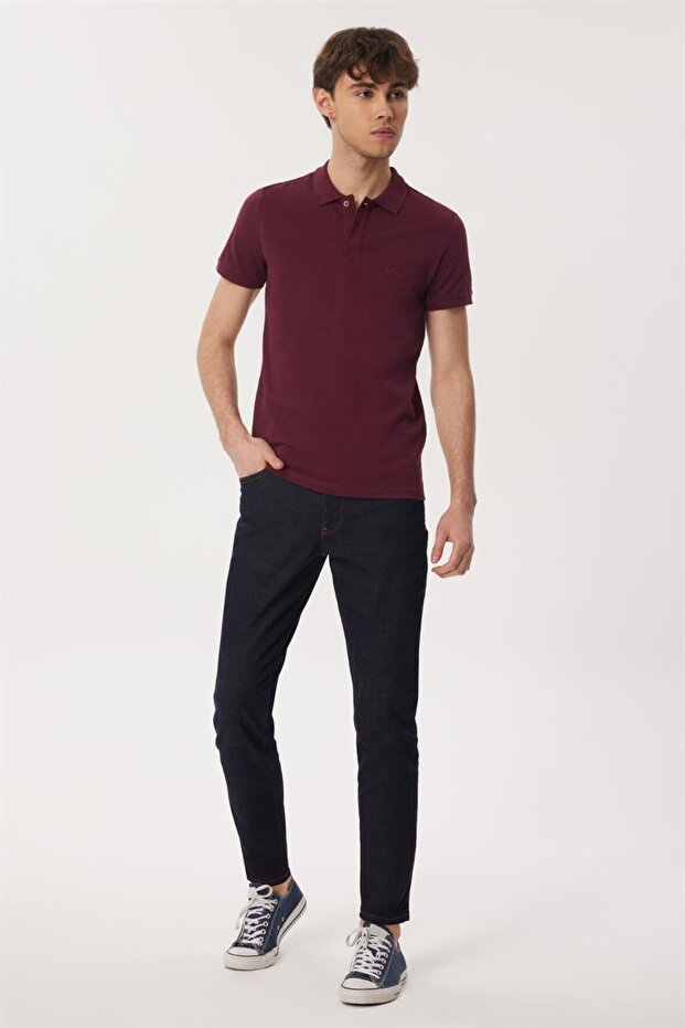 Twins Men's 100% Cotton Polo Neck T-Shirt Plum