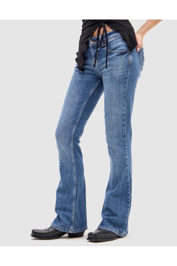 Marsha Vintage Moonlight Navy Blue Color Low Waist Flare Jeans