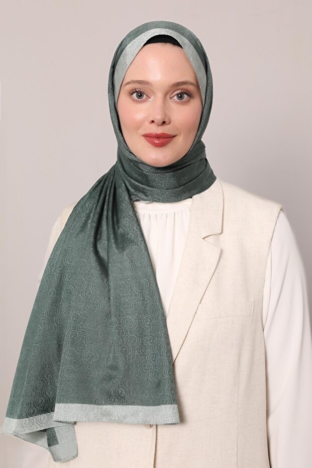 شال موس منقوش باللون الأخضر - 3