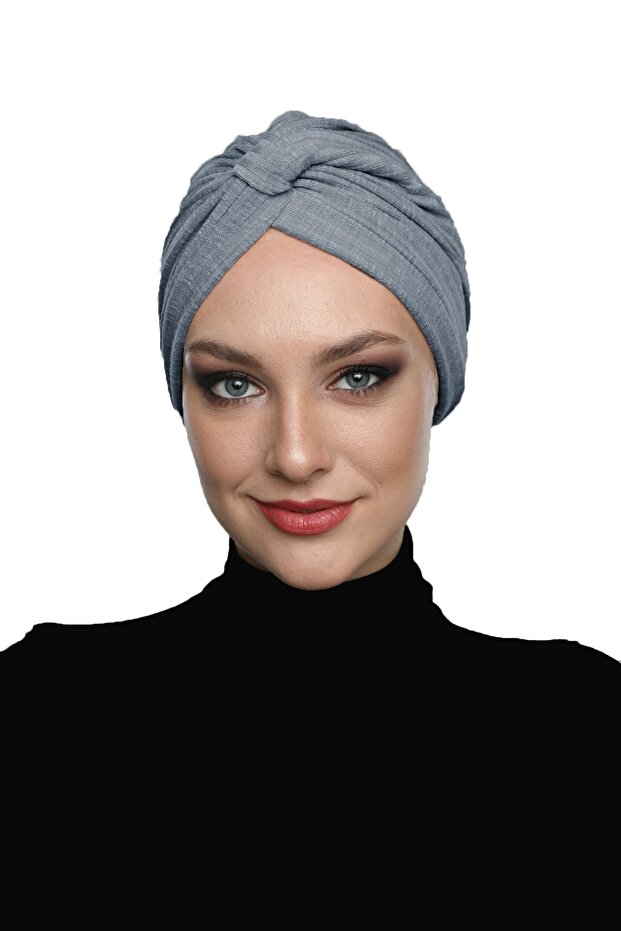 Cotton Band-Lined Dark Gray Ready-Made Turban Hijab Pool Cap Suitable for Medical Use
