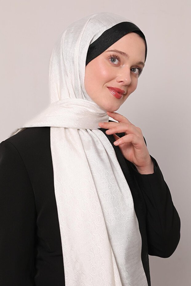 Ecru Ring Pattern Monogram Shawl - 2