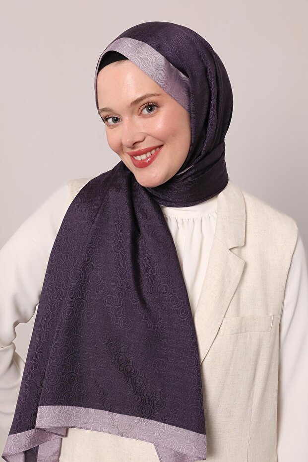 Violet Ring Patterned Monogram Shawl - 1