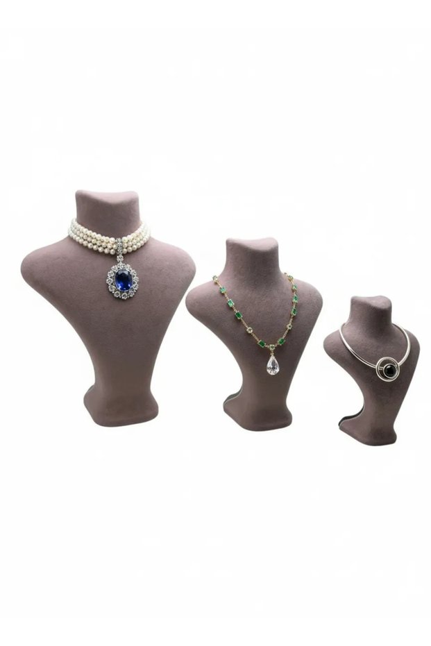 Suede Fabric Pink Color Three Size Jewelry Display Mannequin