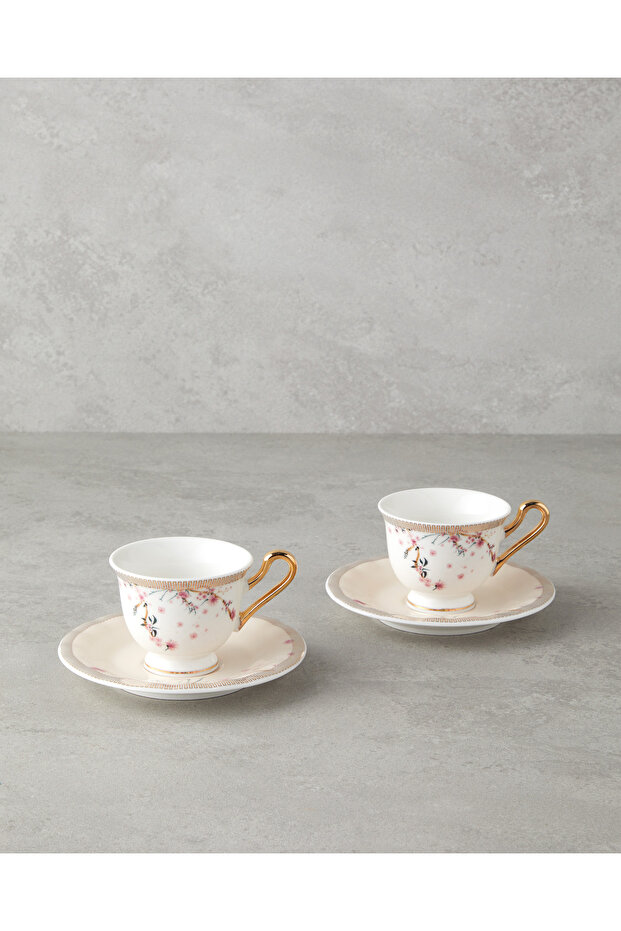 Sakura Dream New Bone China 4-Piece 2-Person Coffee Cup Set 90 ml Pink