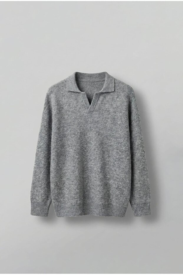 Men's Oversized Textured Sweater Gray