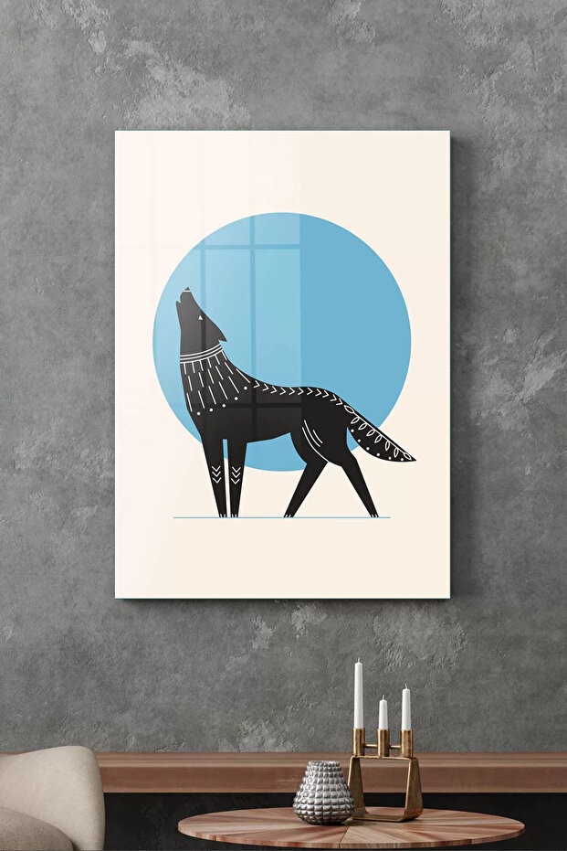 Glass Table Minimal Wolf Pattern - 3