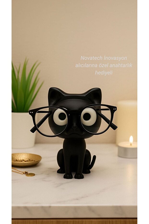 Cute Black Cat Eyeglass Stand Decorative Eyeglass Holder Desktop Eyeglass Stand Gift Organizer