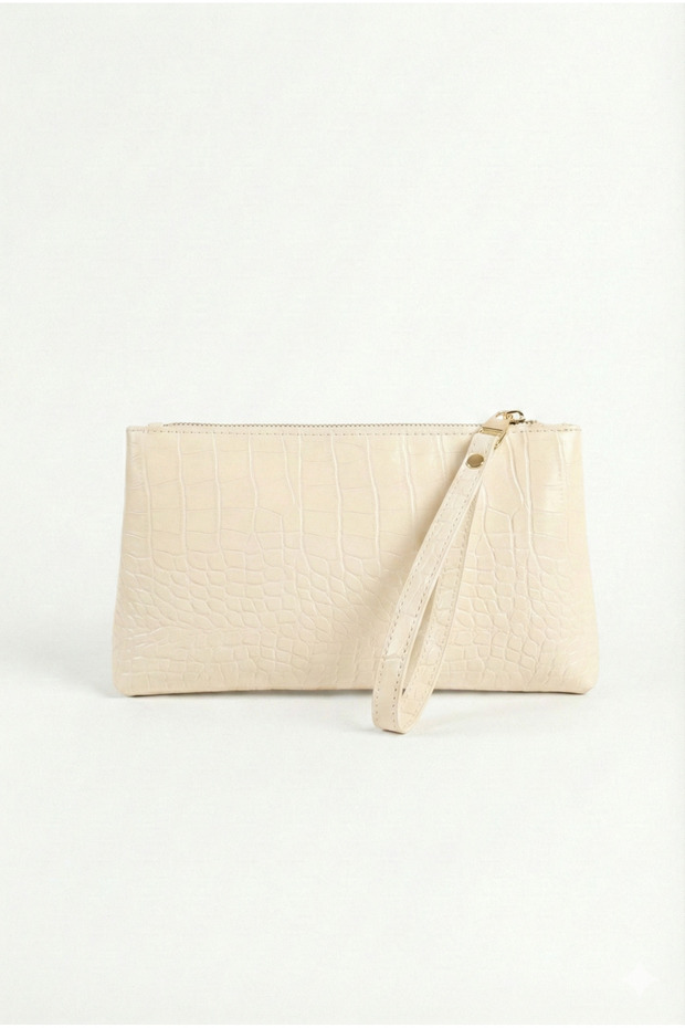 Women's Cream Croco Portfolio Handbag Croco