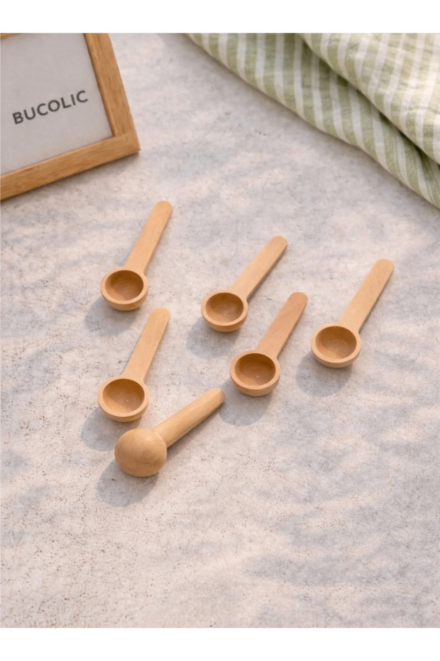 6lı Bambu Mini Baharat Kaşığı - 2