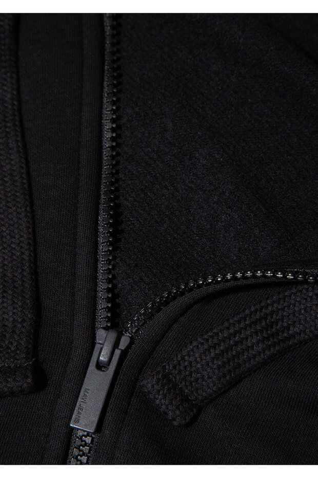 Kapüşonlu Siyah Basic Crop Sweatshirt 1S10388-900 - 7