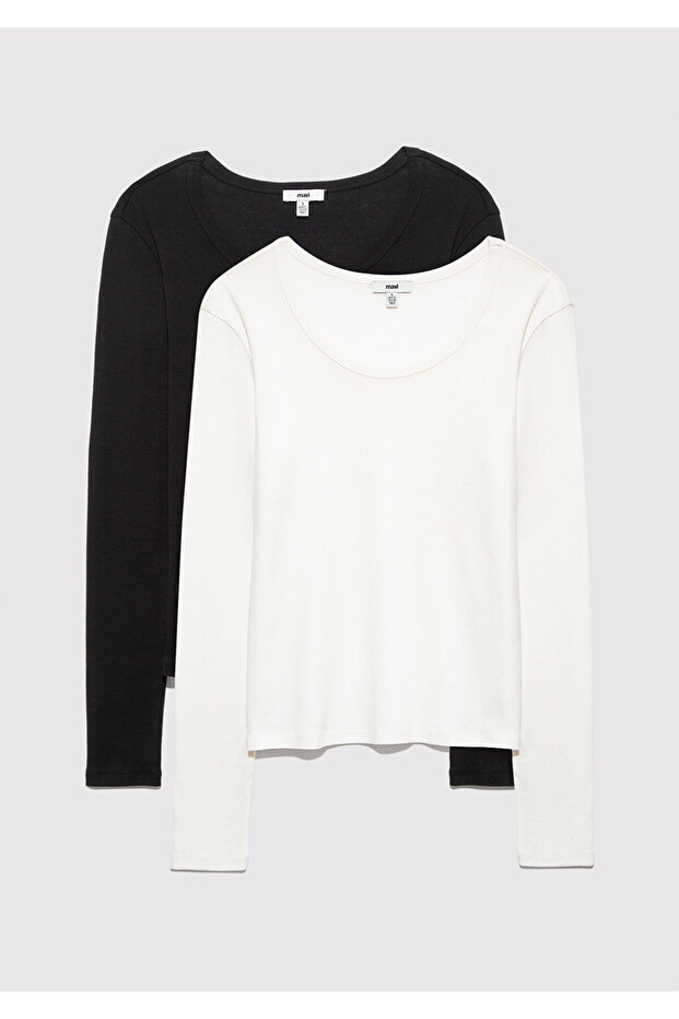 2-Pack Long Sleeve Basic T-Shirt Fitted / Bodycon Fit 1613519-90891