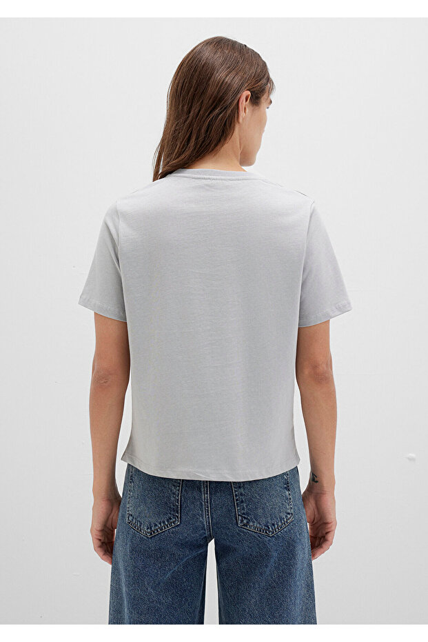 Gri Basic Tişört Regular Fit / Normal Kesim 1600965-70075 - 5