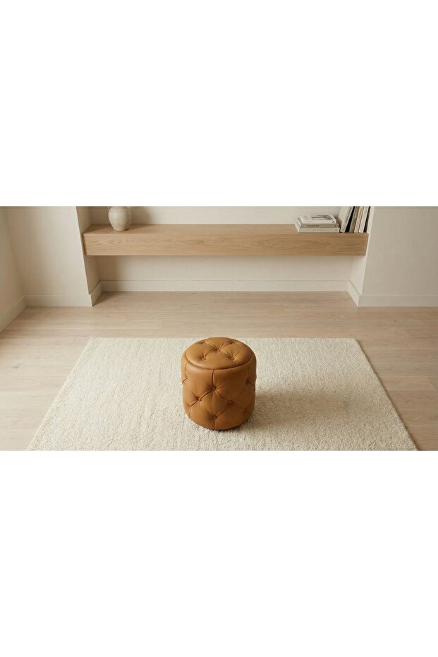 Deri Kumaş Kapitone Puf - 4