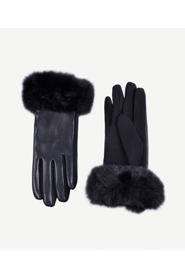 Bileği Kürklü Pu Eldiven - 2