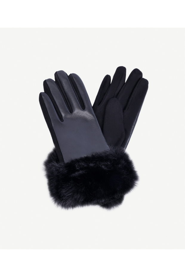 Bileği Kürklü Pu Eldiven - 1