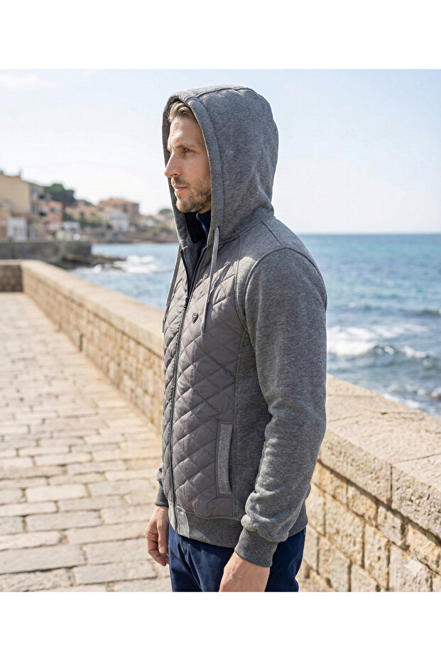 سترة مبطنة بقلنسوة بثلاث خيوط - 2