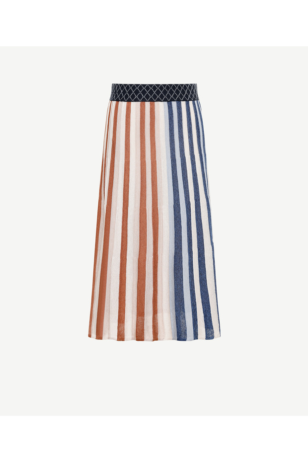 Pliseli Midi Triko Etek - 5