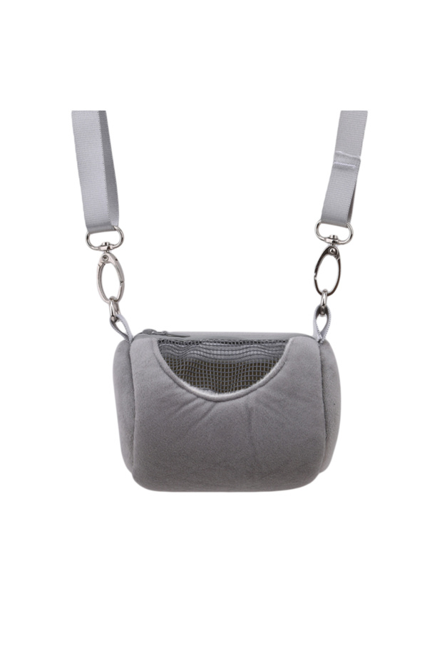 gray Pet Cage Crossbody Bags Cylinder Design Soft House Travel Portable Squirrel Visible Mesh Hamste