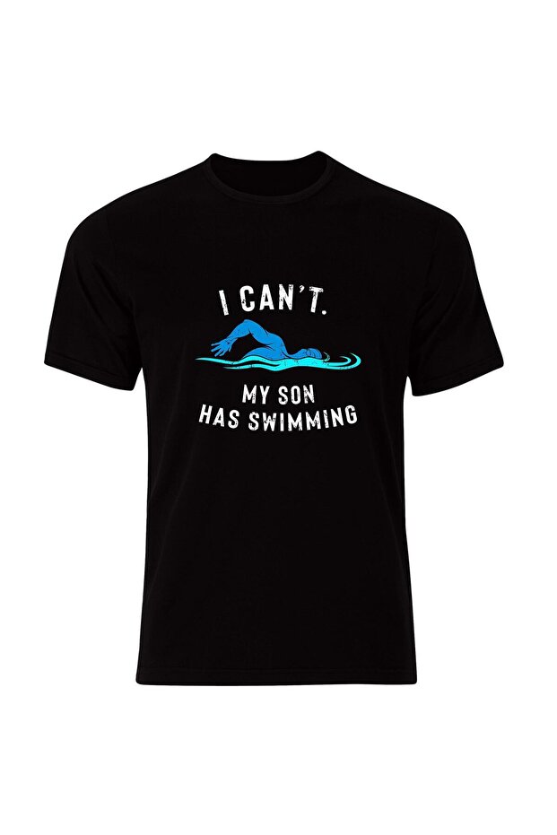 Swimming Diving Swimming Printed Unisex 100% Cotton Black T-Shirt