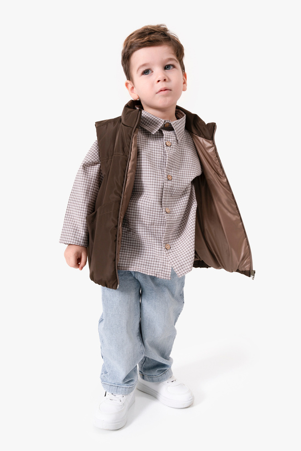 Vest Set Holiday 3-Piece Boy's Set with Plaid Shirt 9081