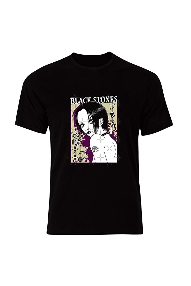 Black Stones Nana Character Anime Printed Unisex 100% Cotton Black T-Shirt
