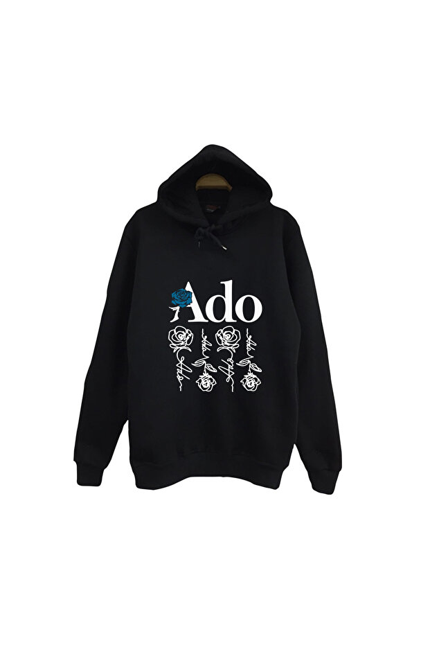Ado Japon - K-Pop - Rock - Music Printed Unisex 100% Cotton Hooded Black Sweatshirt