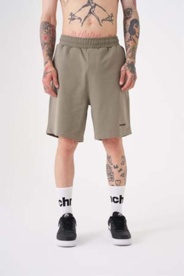 Ανδρικό σορτς Basic oversized Χακί - 1