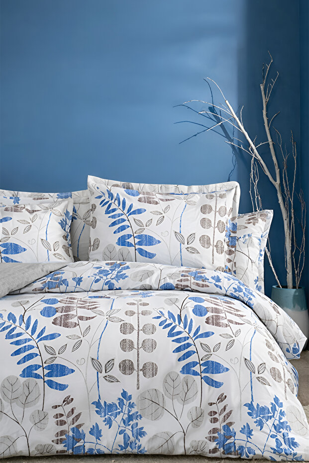 طقم غطاء لحاف مع ملاءة مطاطية لسرير فردي، لون أبيض أوكالبتوس - 2