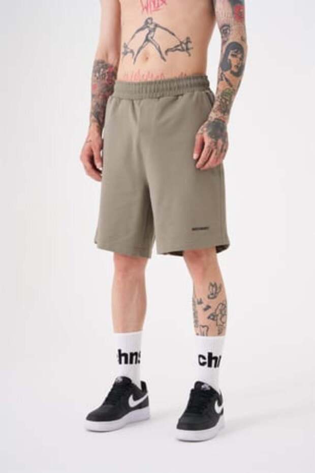 Ανδρικό σορτς Basic oversized Χακί - 2